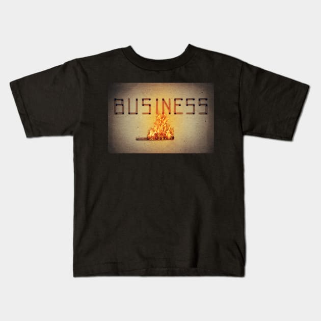 business in flame Kids T-Shirt by psychoshadow